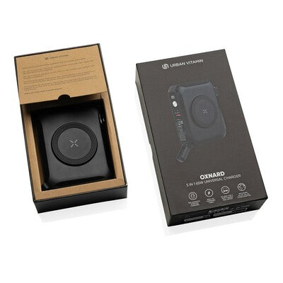 Urban Vitamin 5-in-1 Charger 65W Oxnard with Logo Branding – Power Bank, Wireless Charging, and Travel Adapter