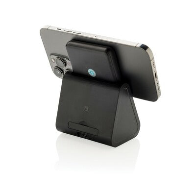 3-in-1 Wireless Power Bank 5000mAh with Logo Branding – Magnetic Wireless Charging, Recycled ABS, Multi-Device Charging