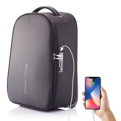 Bobby Anti-Theft Rolling Backpack with Custom Logo Branding – TSA® Lock, USB Port, RFID Pocket, 17" Laptop Compartment