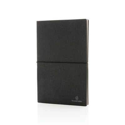 A5 Notebook with Recycled Leather Cover and Custom Logo Branding – 80 Lined Cream Pages, Eco-Friendly Design