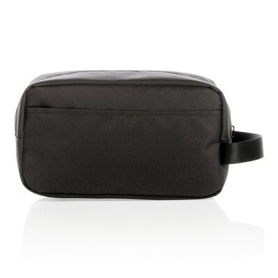 AWARE™ RPET Toiletry Bag with Custom Logo Branding – Recycled Polyester, Front Zip Pocket, Supports Water.org