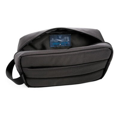 AWARE™ RPET Toiletry Bag with Custom Logo Branding – Recycled Polyester, Front Zip Pocket, Supports Water.org