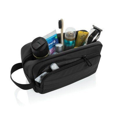 Armond AWARE™ RPET Toiletry Bag with Custom Logo Branding – Recycled Materials, Front Zip Pocket, Impact Collection