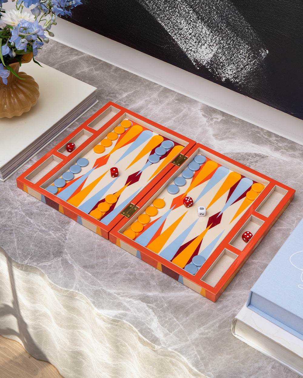 Lacquered Backgammon, Red – corporate gift by EWA Gifts