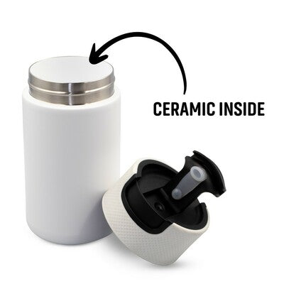 Nabila 400ml Ceramic-Lined Thermal Mug Air Gifts with Custom Logo Branding – Double-Wall Vacuum Insulation, One-Hand Lid, Leakproof