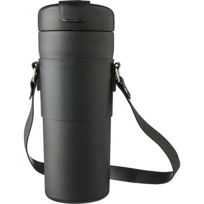 730ml Thermal Bottle with Straw Lid & Custom Logo Branding – Double-Wall Vacuum Insulation, Carry Sleeve, Leakproof
