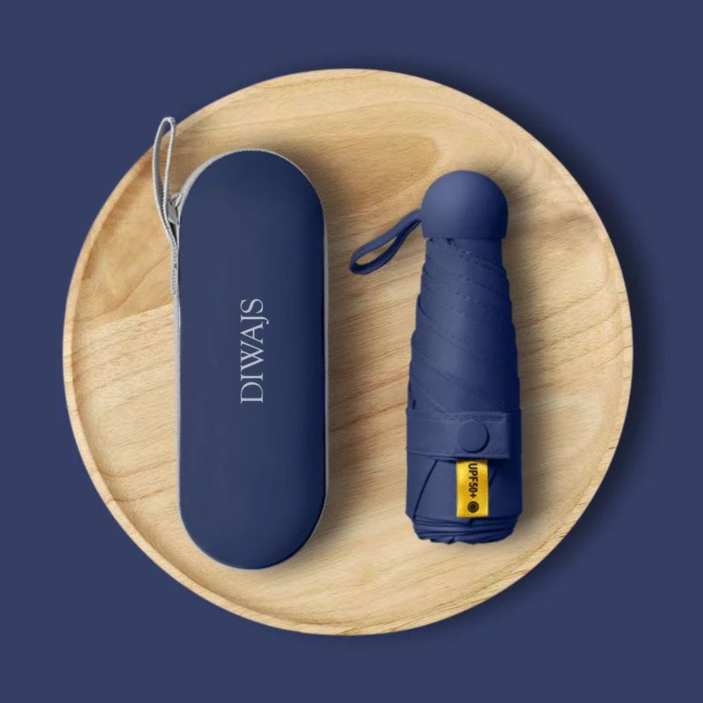Mini Capsule Travel Umbrella – Compact Backpack Umbrella with Custom Logo Option | EwaGifts